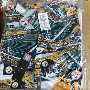 New Authentic Steelers Men's Casual Button Down Shirt - Green and Yellow